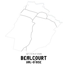 BEALCOURT Val-d'Oise. Minimalistic street map with black and white lines.