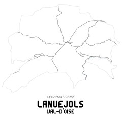 LANUEJOLS Val-d'Oise. Minimalistic street map with black and white lines.