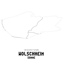 WOLSCHHEIM Somme. Minimalistic street map with black and white lines.