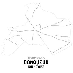 DOMQUEUR Val-d'Oise. Minimalistic street map with black and white lines.