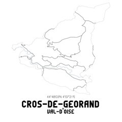 CROS-DE-GEORAND Val-d'Oise. Minimalistic street map with black and white lines.