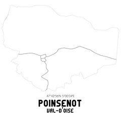 POINSENOT Val-d'Oise. Minimalistic street map with black and white lines.