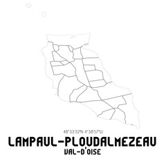 LAMPAUL-PLOUDALMEZEAU Val-d'Oise. Minimalistic street map with black and white lines.