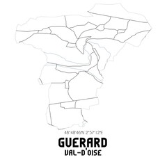 GUERARD Val-d'Oise. Minimalistic street map with black and white lines.