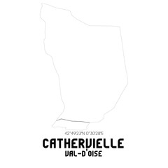 CATHERVIELLE Val-d'Oise. Minimalistic street map with black and white lines.