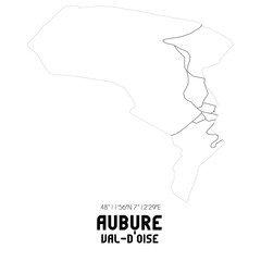 AUBURE Val-d'Oise. Minimalistic street map with black and white lines.