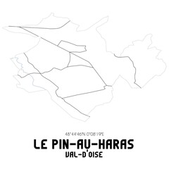 LE PIN-AU-HARAS Val-d'Oise. Minimalistic street map with black and white lines.