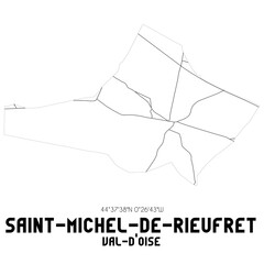 SAINT-MICHEL-DE-RIEUFRET Val-d'Oise. Minimalistic street map with black and white lines.