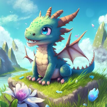 Fantasy dragon baby from fairy tales.