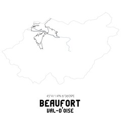 BEAUFORT Val-d'Oise. Minimalistic street map with black and white lines.