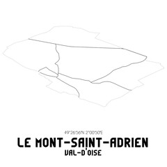LE MONT-SAINT-ADRIEN Val-d'Oise. Minimalistic street map with black and white lines.
