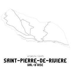 SAINT-PIERRE-DE-RIVIERE Val-d'Oise. Minimalistic street map with black and white lines.