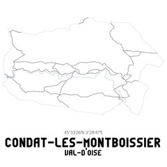 CONDAT-LES-MONTBOISSIER Val-d'Oise. Minimalistic street map with black and white lines.