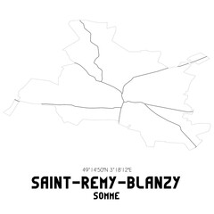 SAINT-REMY-BLANZY Somme. Minimalistic street map with black and white lines.