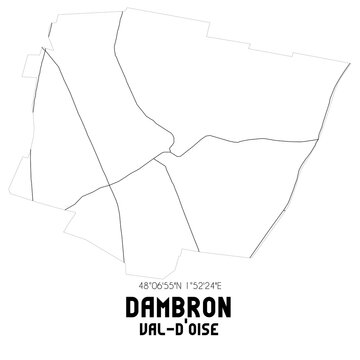 DAMBRON Val-d'Oise. Minimalistic street map with black and white lines.
