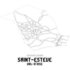 SAINT-ESTEVE Val-d'Oise. Minimalistic street map with black and white lines.