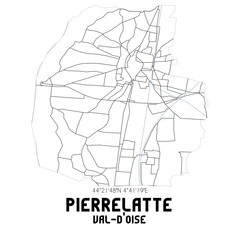 PIERRELATTE Val-d'Oise. Minimalistic street map with black and white lines.