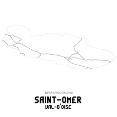 SAINT-OMER Val-d'Oise. Minimalistic street map with black and white lines.