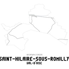 SAINT-HILAIRE-SOUS-ROMILLY Val-d'Oise. Minimalistic street map with black and white lines.