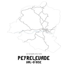 PEYRELEVADE Val-d'Oise. Minimalistic street map with black and white lines.