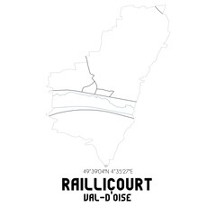 RAILLICOURT Val-d'Oise. Minimalistic street map with black and white lines.