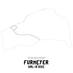 FURMEYER Val-d'Oise. Minimalistic street map with black and white lines.