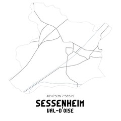 SESSENHEIM Val-d'Oise. Minimalistic street map with black and white lines.