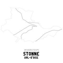 STONNE Val-d'Oise. Minimalistic street map with black and white lines.