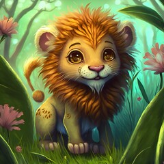 Fototapeta premium Fantasy lion from fairy tales.
