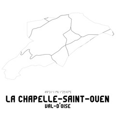 LA CHAPELLE-SAINT-OUEN Val-d'Oise. Minimalistic street map with black and white lines.