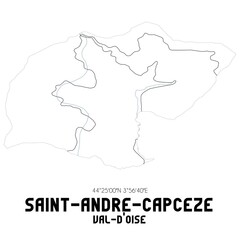 SAINT-ANDRE-CAPCEZE Val-d'Oise. Minimalistic street map with black and white lines.