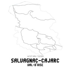 SALVAGNAC-CAJARC Val-d'Oise. Minimalistic street map with black and white lines.