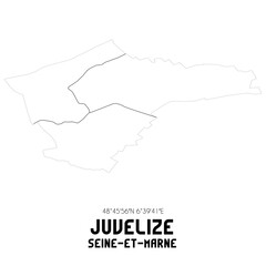 JUVELIZE Seine-et-Marne. Minimalistic street map with black and white lines.