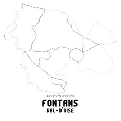 FONTANS Val-d'Oise. Minimalistic street map with black and white lines.