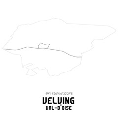 VELVING Val-d'Oise. Minimalistic street map with black and white lines.