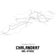CHALANDRAY Val-d'Oise. Minimalistic street map with black and white lines.