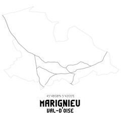 MARIGNIEU Val-d'Oise. Minimalistic street map with black and white lines.