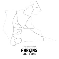 FAREINS Val-d'Oise. Minimalistic street map with black and white lines.