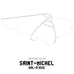 SAINT-MICHEL Val-d'Oise. Minimalistic street map with black and white lines.