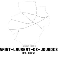 SAINT-LAURENT-DE-JOURDES Val-d'Oise. Minimalistic street map with black and white lines.