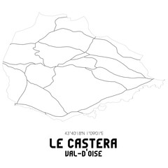 LE CASTERA Val-d'Oise. Minimalistic street map with black and white lines.