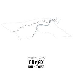 FUMAY Val-d'Oise. Minimalistic street map with black and white lines.
