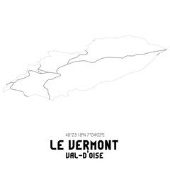 LE VERMONT Val-d'Oise. Minimalistic street map with black and white lines.
