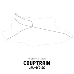 COUPTRAIN Val-d'Oise. Minimalistic street map with black and white lines.