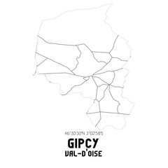 GIPCY Val-d'Oise. Minimalistic street map with black and white lines.