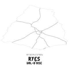 RYES Val-d'Oise. Minimalistic street map with black and white lines.