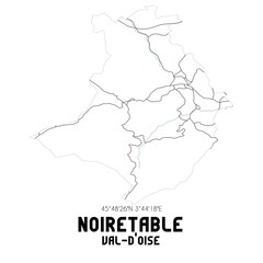 NOIRETABLE Val-d'Oise. Minimalistic street map with black and white lines.