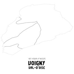 VOIGNY Val-d'Oise. Minimalistic street map with black and white lines.