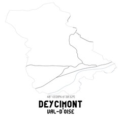 DEYCIMONT Val-d'Oise. Minimalistic street map with black and white lines.