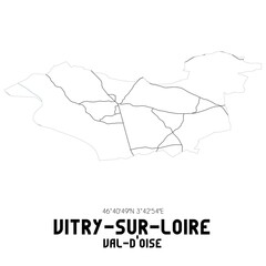 VITRY-SUR-LOIRE Val-d'Oise. Minimalistic street map with black and white lines.